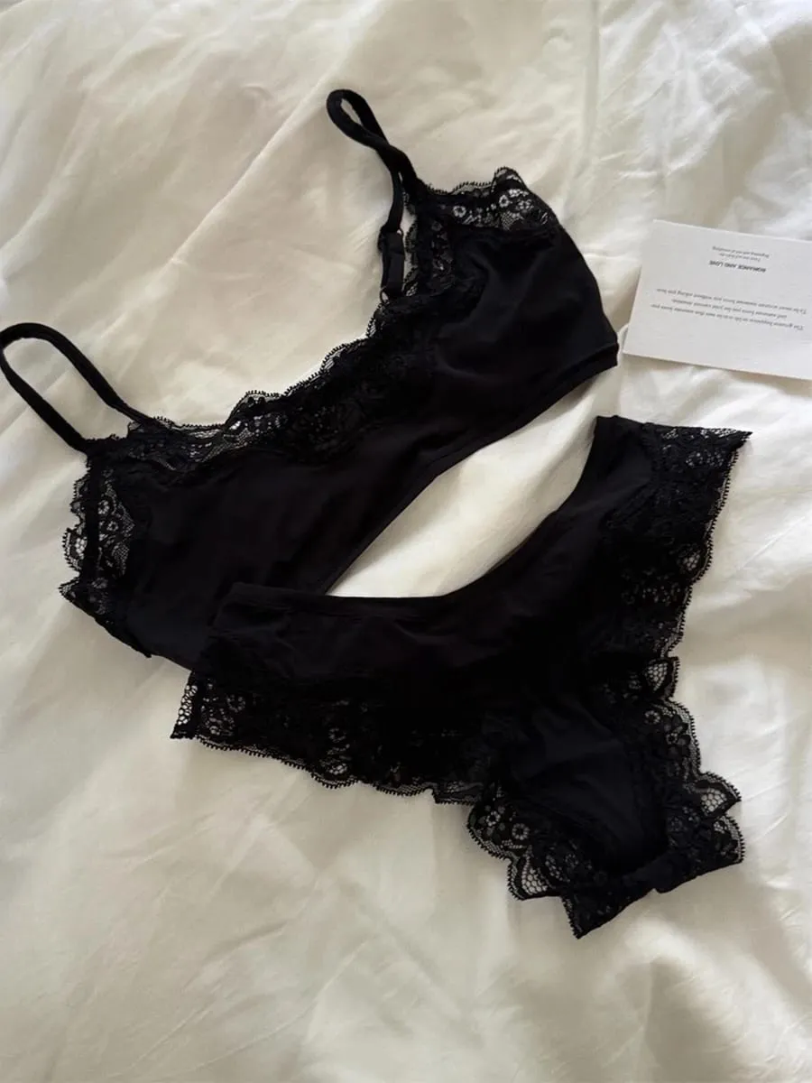 Pink Lace Bra Set Woman Adjusted-strap Seamless Bras+sexy Low Waist Panties Solid Simple Sweet High Elasticity Lingerie Sets New