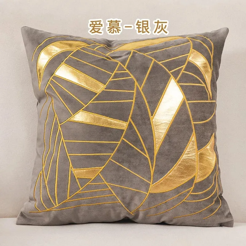 Luxury Blue Velvet Bronzing Cushion Cover 45x45cm Soft Decorative Throw Pillow Case for Bedroom Home — image 9
