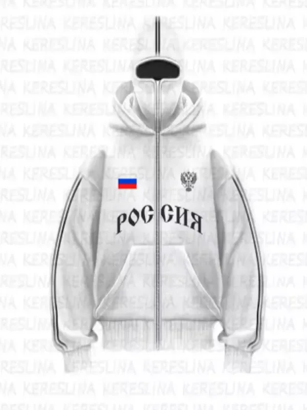 Hip Hop Ansiktsskydd Huvtröja Unisex Lös Svart Zip Up Sweatshirt Örn Flagga Tryckt Design — image 7