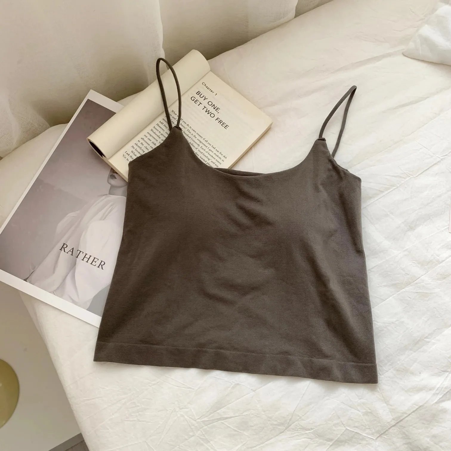Zjaiss 2026 Summer Pure Desire Sexy Camisole Top Adjustable Spaghetti Strap Crop Top Women's Solid Color Y2K Tank Top — image 12