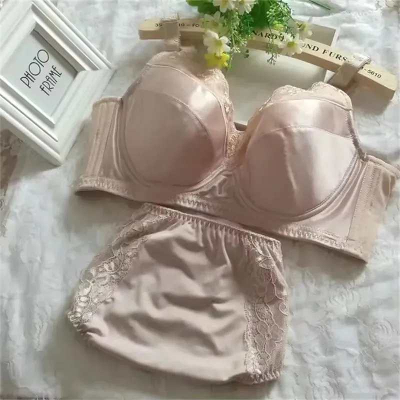 Conjunto de sutiã plus size lingerie feminina b c d e f g h copo roupa interior feminina calcinha briefs 34 36 38 40 42 44