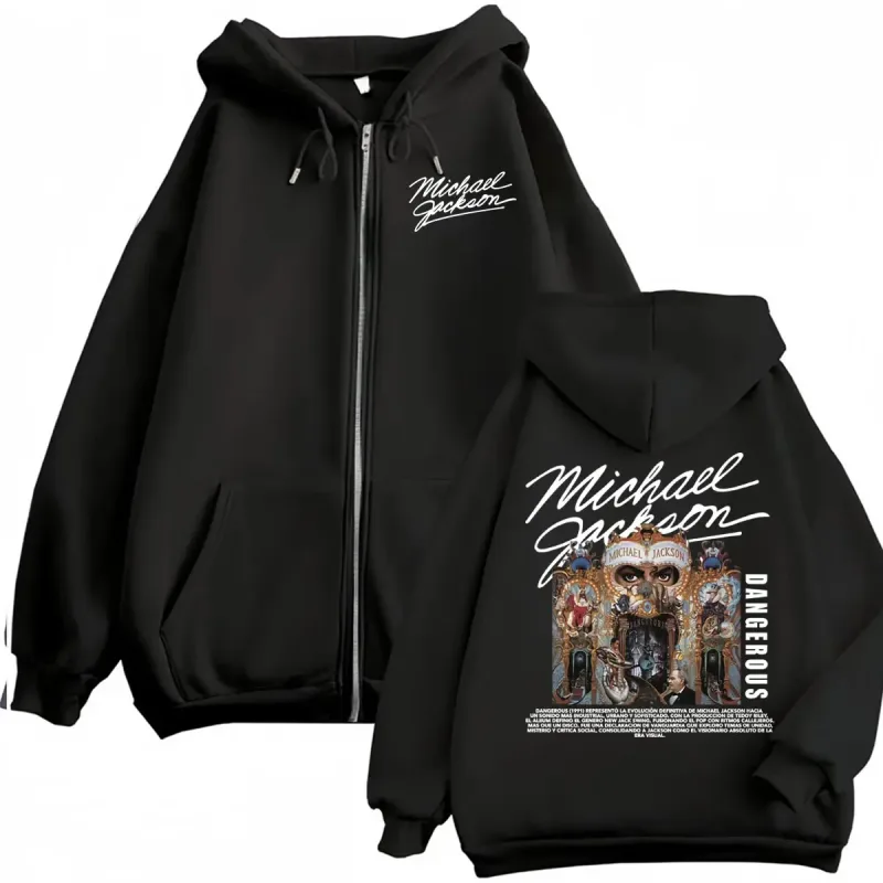 King of Pop Michael Jackson Bad Era Zipper Hoodie Men Women Harajuku Streetwear Jacket Sweatshirt Fleece Casual Zip Up Pullovers — image 13