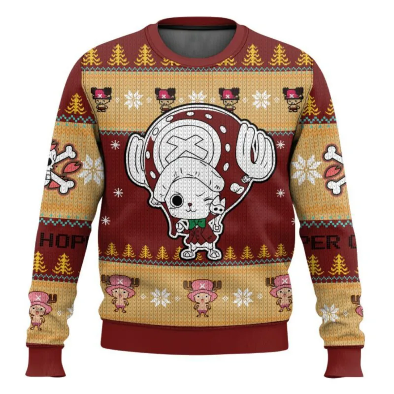 Anime One Piece Luffy Christmas Ugly Sweater 3D Sweatshirt Tops Autumn Winter Cosplay Santa Claus Pullover Sweaters Gift — image 8
