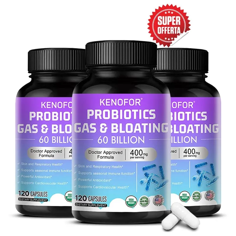 60 Billion CFU Multi-Strain Probiotic Capsules - Prebiotics + Digestive Enzymes Gut Health & Immune Support 30/60/120 Counts — image 2