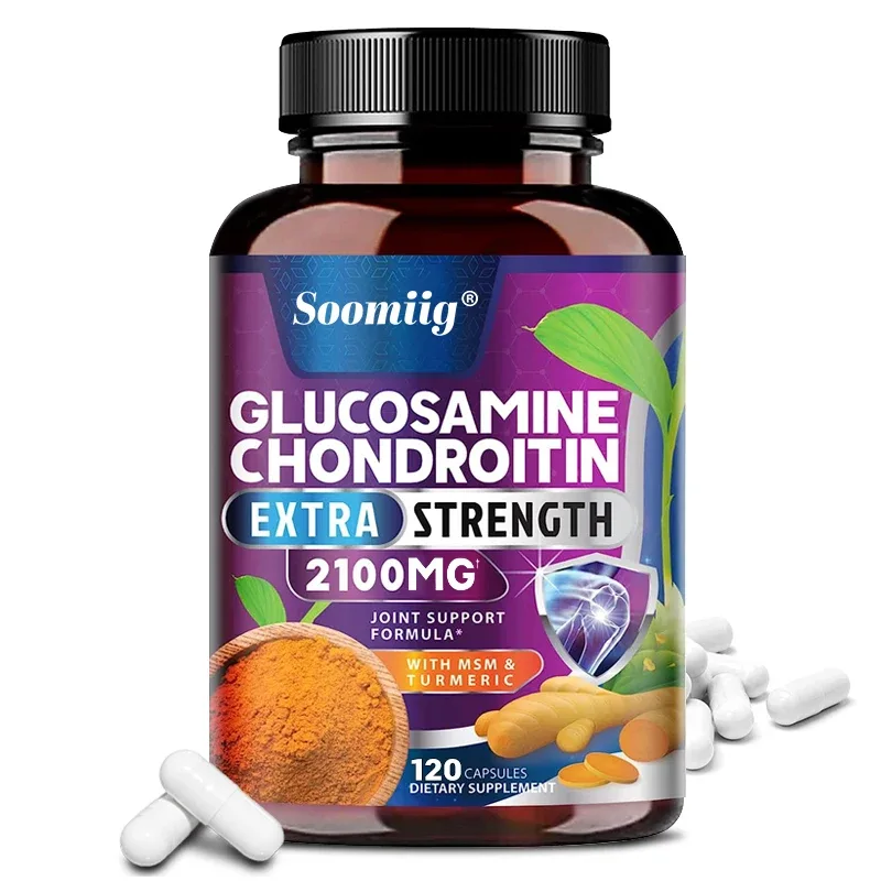 Glucosamina Condroitina Cúrcuma MSM - Força tripla ajuda na mobilidade articular Suplemento de suporte articular Saúde imunológica