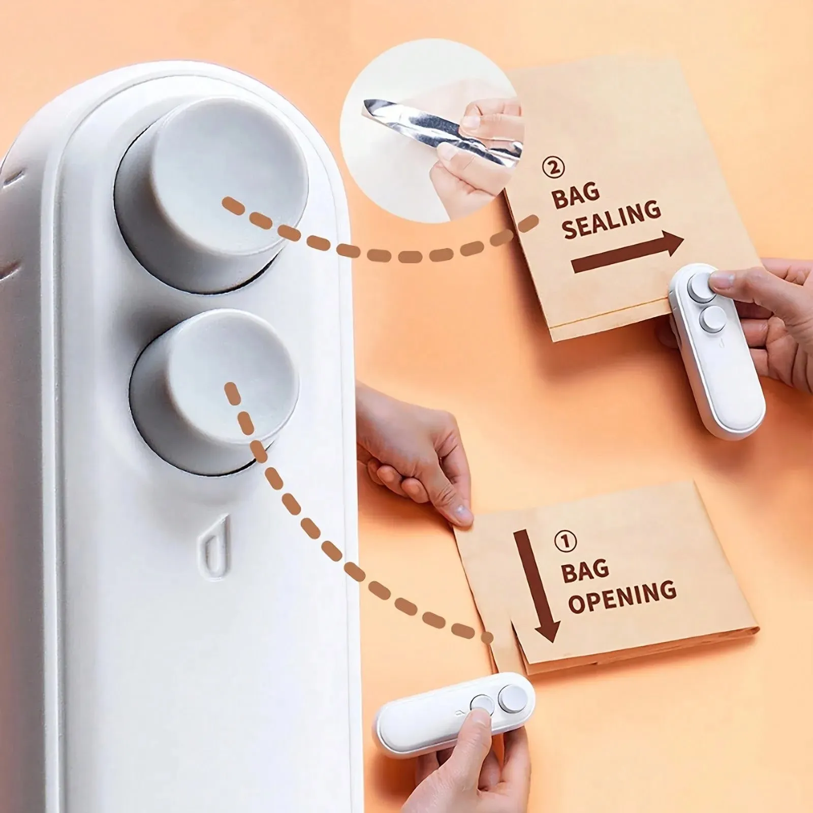 Portable Rechargeable 2-in-1 Bag Sealer & Cutter Food Bag Sealing Tool