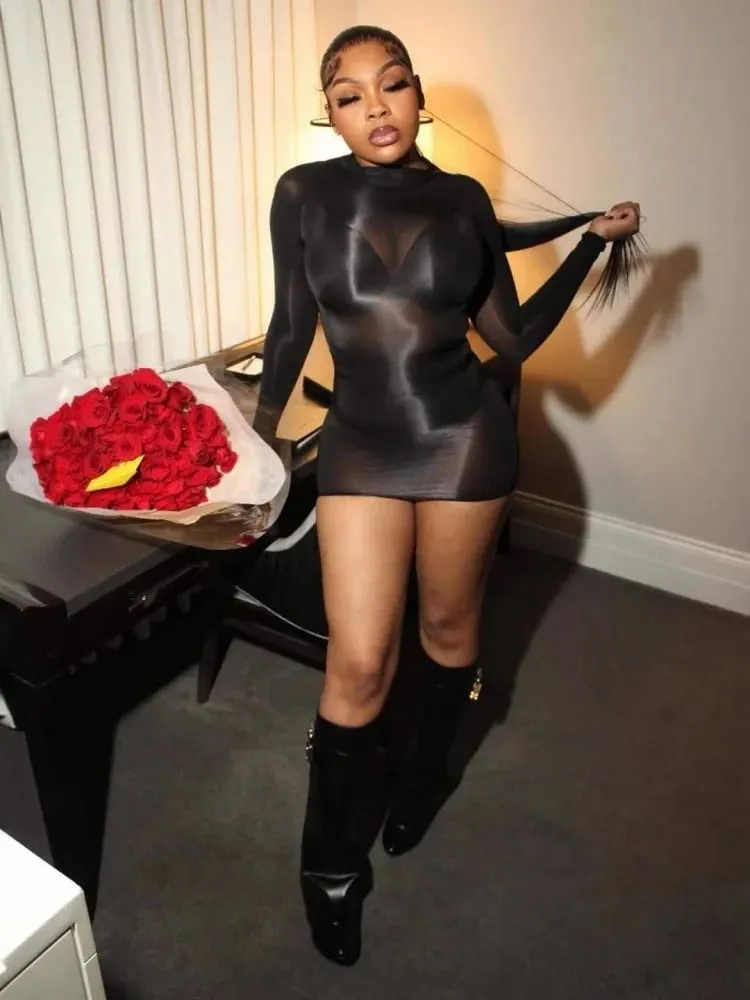 Wmstar Dress Women Wholesale European Clothing Sexy Stretchy Shiny Body Stockings Skirt Nightclub Sexy See Through Skirt — image 3