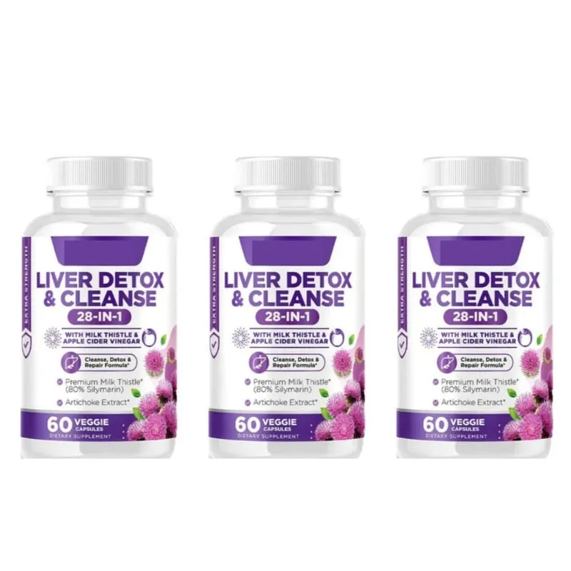 Mjölktistel 80 % Silymarin Kronärtskocka Äppelcidervinäger 28-i-1 Detox Rengör leverhjälp Formel Leverhälsotillskott Support — image 9