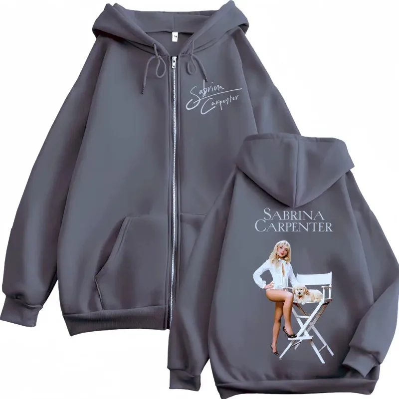 Singer Sabrina Carpenter Merch Zipper Hoodies Fashion Aesthetic Zip Up Pullovers Men's Women's Casual Long Sleeve Sweatshirts — image 5