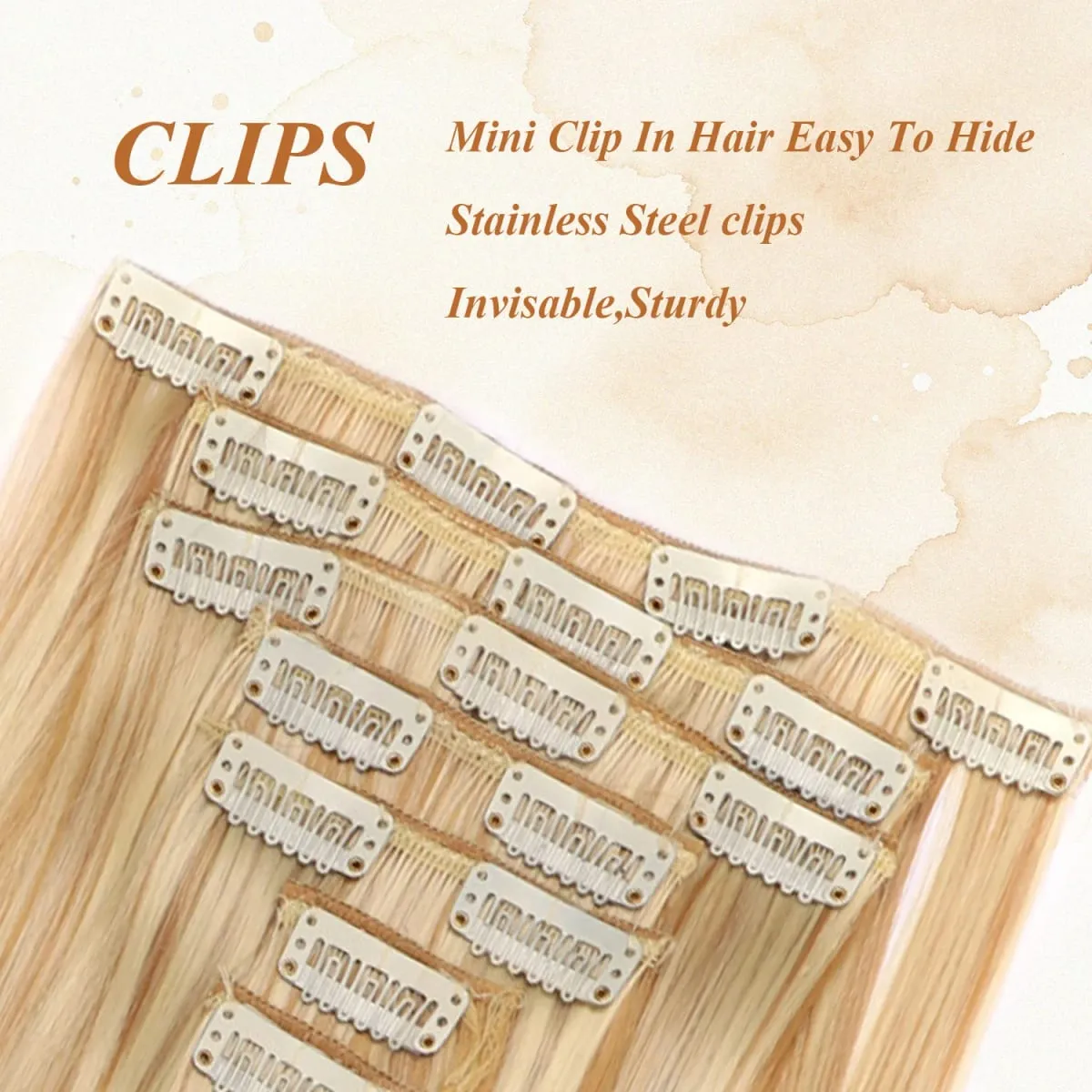 24 Inch Clip-in Hair Extensions 7 Pcs Long Straight Synthetic Hair Extensions Invisible Clip-ins Hairpieces for Women Daily