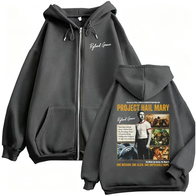 Project Hail Mary 2026 Movie Zip Up Hoodies Funny Ryland Grace Jacket Sweatshirts Coats Men Women Casual Fleece Zipper Pullovers — image 3