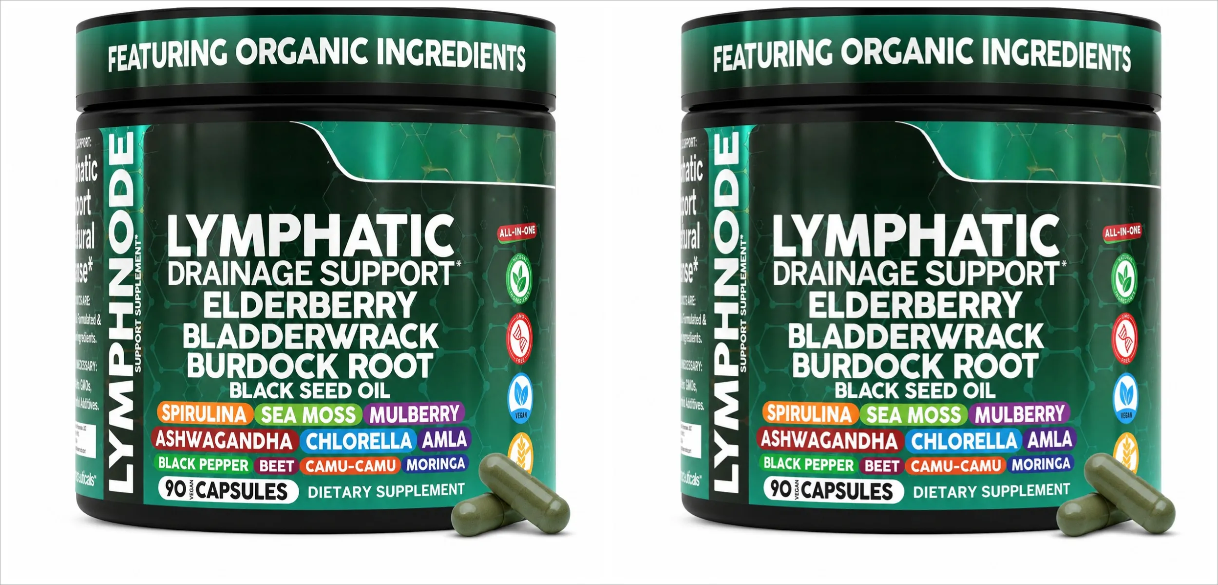 Organic Lymphatic Drainage Supplements with Elderberry Burdock Root Chlorella & Ashwagandha 90 Count Daily Wellness — image 8
