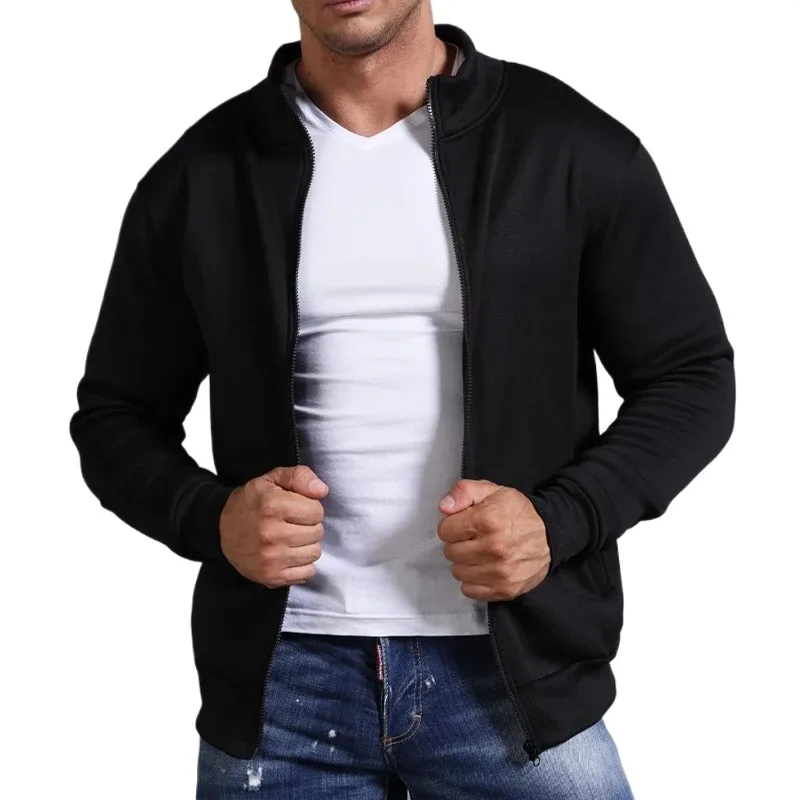 Autumn Men's Sweatshirts Jacket Man Without Hood Zip Coats Outdoor Sport Lightweight Long Sleeve Streetwear Slim Fit Cardigan — image 3