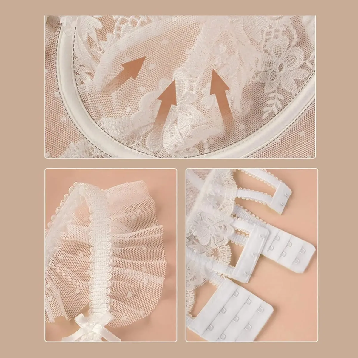 Women Lingerie Set Soft High Waist Bra Floral Embroidery Underwear Lace Bra and Panty Set for Bridal Gift French Lingerie