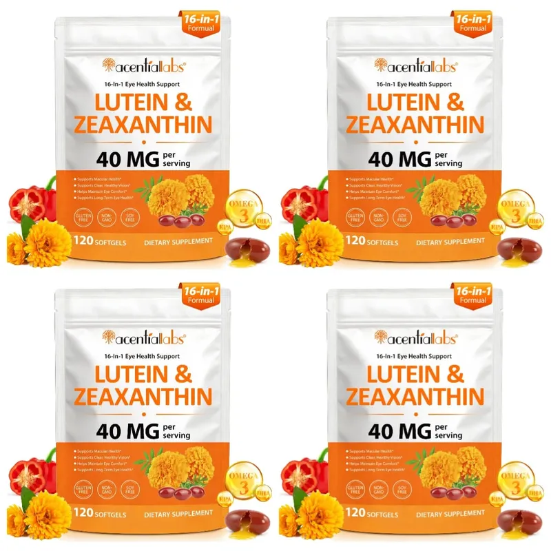 Acentiallabs Lutein Zeaxanthin Softgels 40mg Lutein & 8mg Zeaxanthin 120 Count Blue Light Filter Makulaskydd Ögonvård — image 10