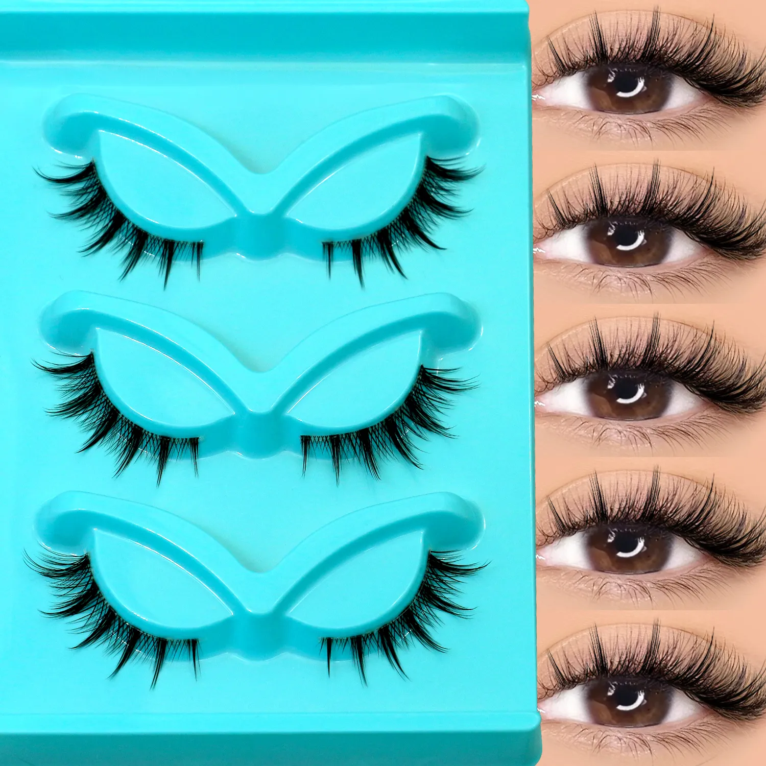 3pairs Manga Lashes Natural Cat Eye Eyelashes Clear Band False Eyelashes Natural Look Fake Lashes Strips Makeup — image 2