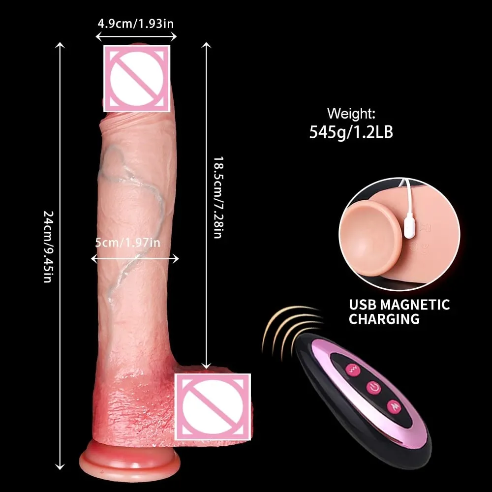 Realistic Silicone Suction Cup Dildo Telescopic Thrusting Vibrator Heating Remote Strapon Adult Sex Toys for Women Couples