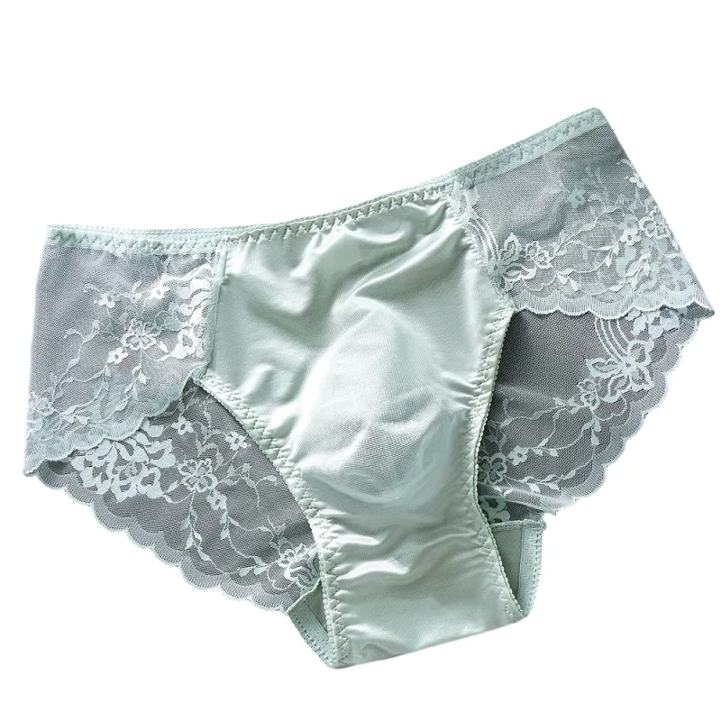 Män Spetstrosor Seamless Ice Silk Trosor Underkläder 3D Bulge Pouch Låg midja Gay Trosor — image 15