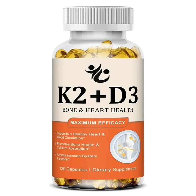 Vitamin D3 5000 IU + K2 MK-7 100mcg Capsules Support Nutrient Absorption Metabolism Bone Heart Health & Immune System — image 9