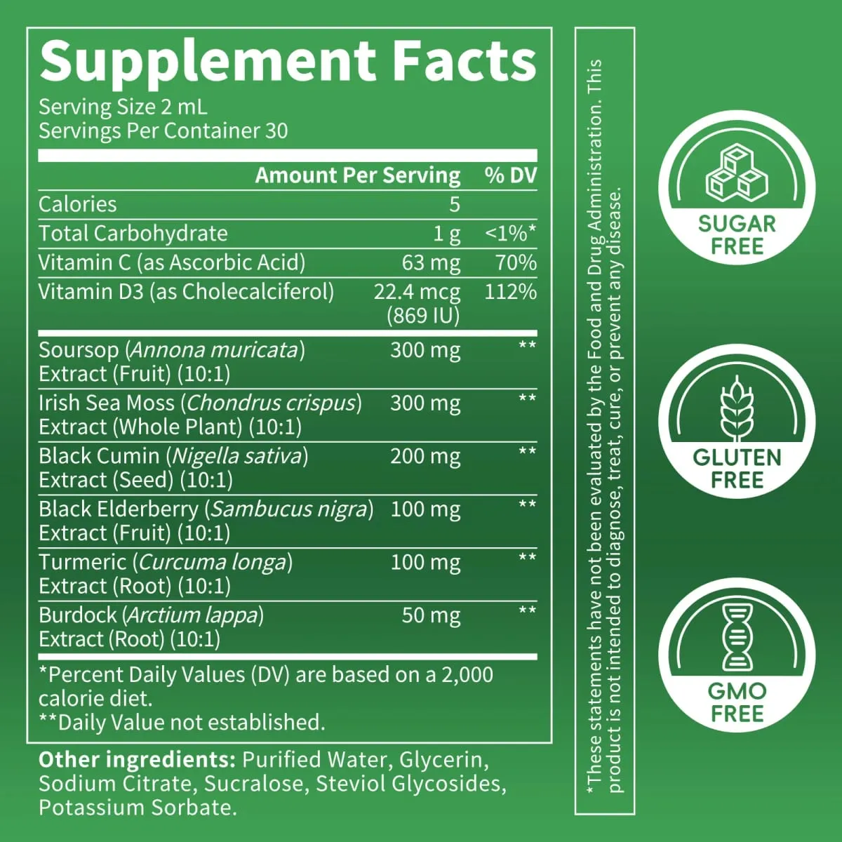 Natural Soursop Graviola Extract Drop Support Immunity and Digestive Health Detox & Cleansing Gluten-Free SUGAR FREE — image 2