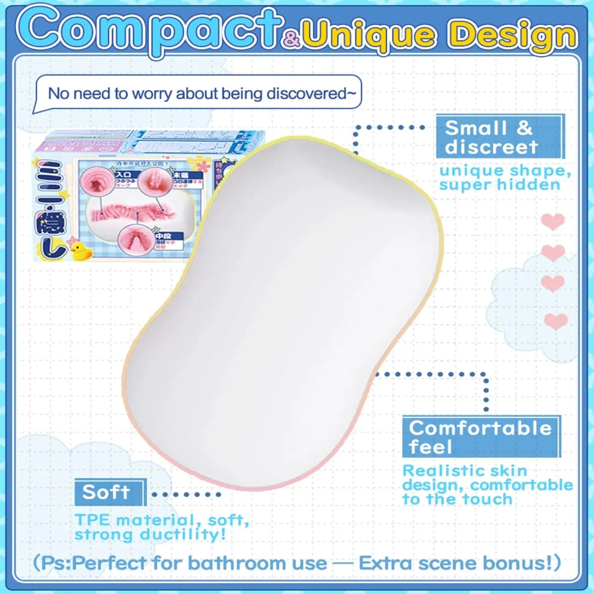 YUU Realistic Pocket Pussy Soft Male Masturbator Discreet Soap Shape Sex Toy for Men Portable Masturbation Sleeve Hidden Onahole