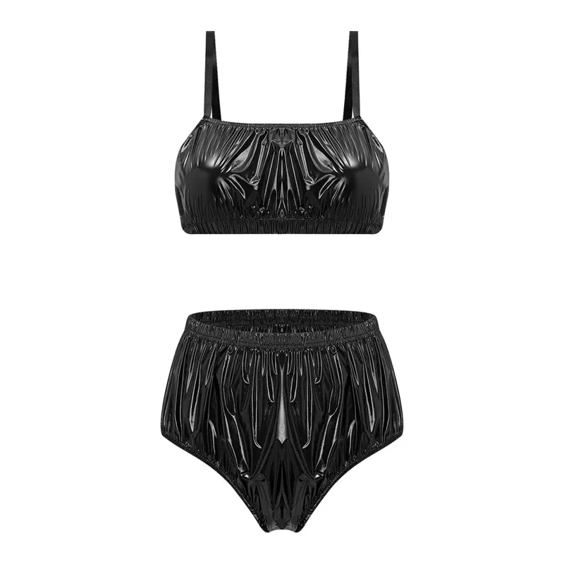 Women Swimwear Swimsuit Waterproof Lingerie Set Bikini Nightwear Clubwear Bra Top with Shorts for Beach Pool Party Sunbathing