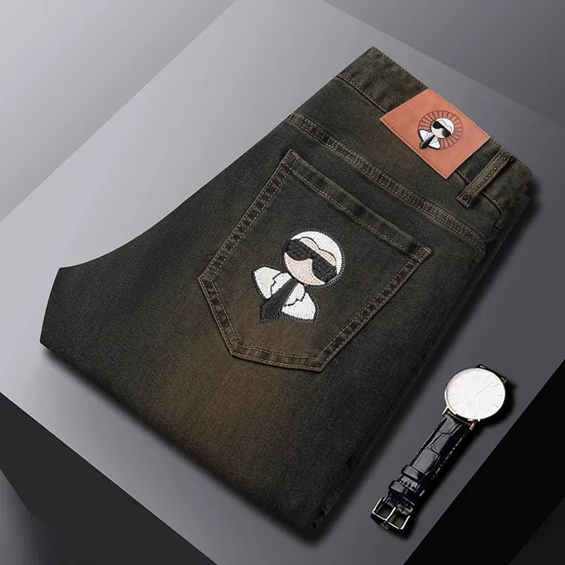Fashion Men Jeans Stretch Straight Leg Casual Slim Fit Denim Pants Male Brand Luxury Design Business Classic Trousers — image 4