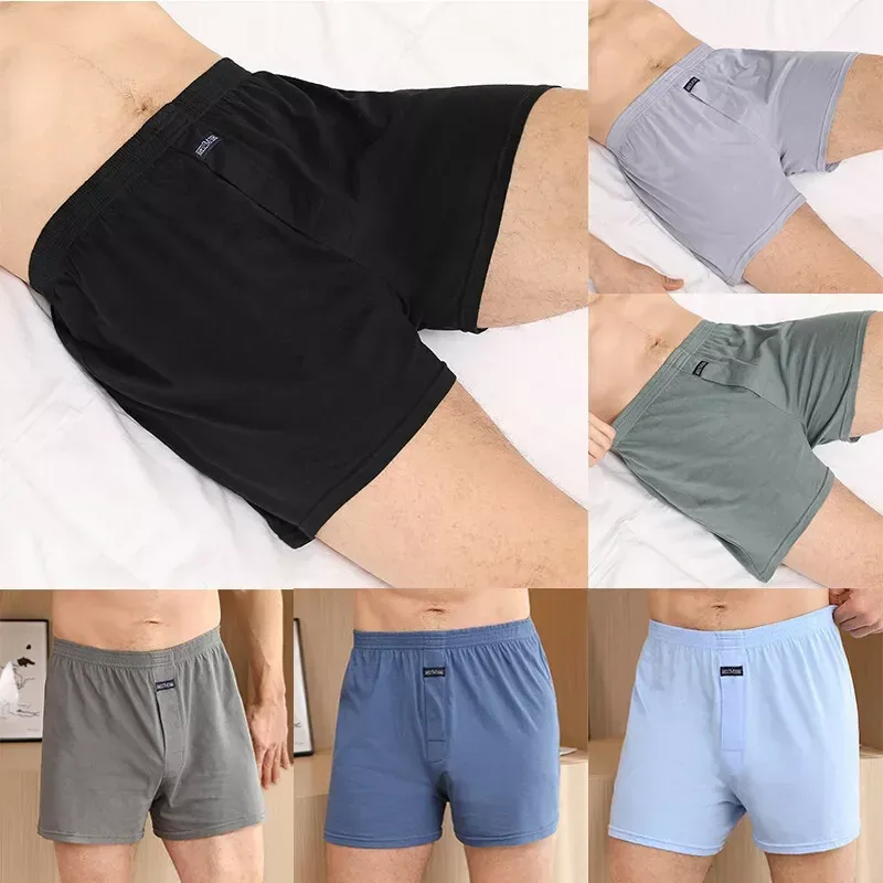 Herr Boxer Trosa Lot Kalsonger Lös Stor Kort Bomull Plus Size Underkläder För Herr Boxerbyxor Solid Mellan Herr Boxer — image 7