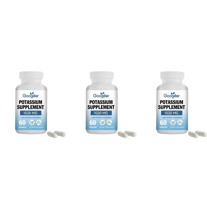 Cápsulas de suplemento de potássio Googeer para suporte diário de lacuna mineral 1020 mg equivalente a nível de potássio estável 60 cápsulas — image 9