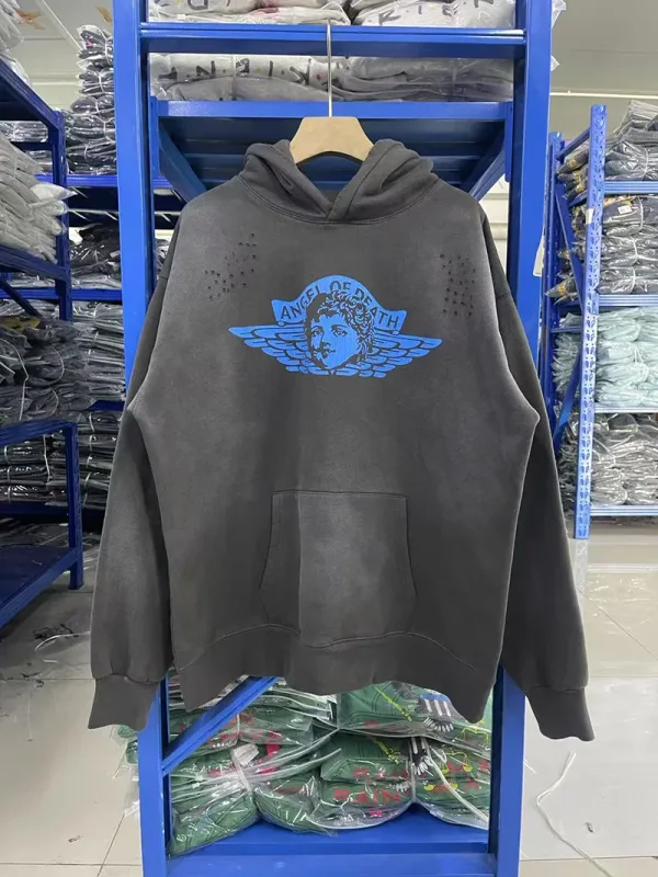 25FW Washed Grey SAINT Hoodies Men Woman Oversize Streetwear Damaged Hooded Pullovers Graphic Print Sweatshirts — image 19