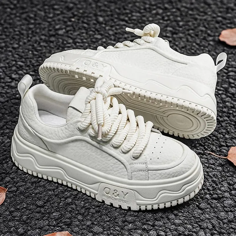 Men's Height Increasing Thick Sole Platform Shoes Fashion Leather Casual Skateboard Sneakers Streetwear — image 5