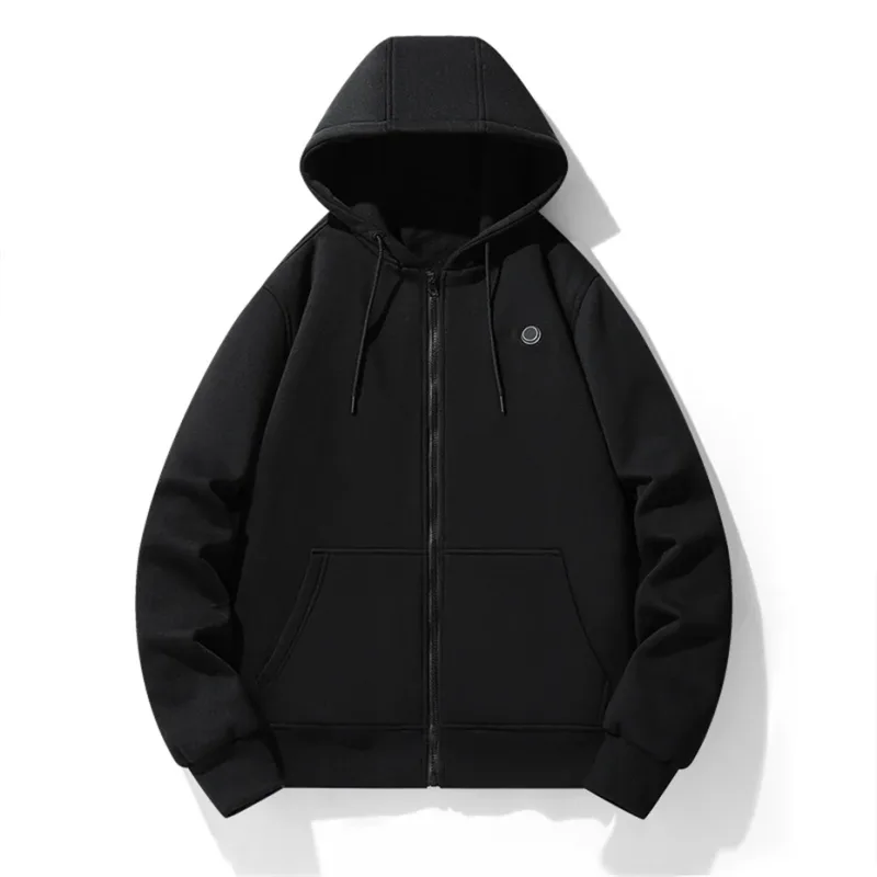 USB Heating Luvtröjor Herr Vinter Eluppvärmda Luvtröjor Jackor Uppvärmd Zipper Hoodie Infraröd 5 Värmeområden Jacka Svart Grå — image 1