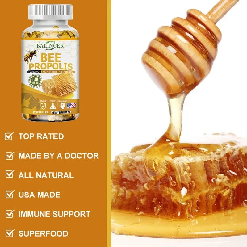 Natural Bee Propolis Capsules - Relieves Joint Pain and Stiffness Promotes Bone Health for Immunity and Anti-oxidation — image 3
