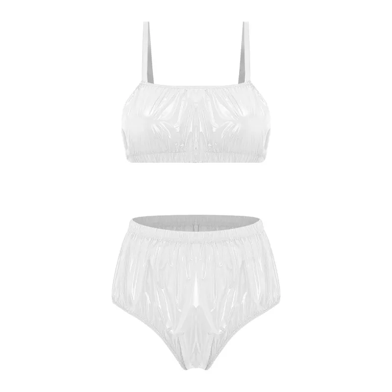 Women Swimwear Swimsuit Waterproof Lingerie Set Bikini Nightwear Clubwear Bra Top with Shorts for Beach Pool Party Sunbathing