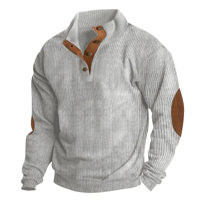 Men's Cargo Sweatshirt American Splicing Patch Pullover Men's Outdoor Jacket Corduroy Casual Long Sleeve Sweatshirt — image 11