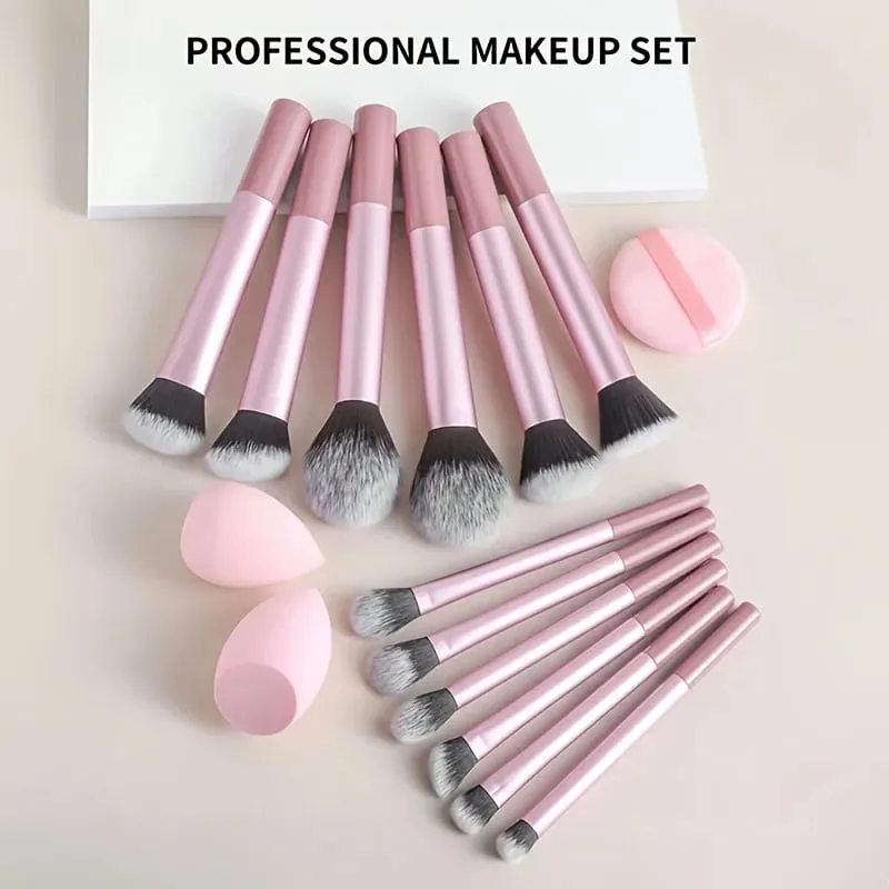 15pcs Makeup Brush Set Including 12pcs Multi-Functional Ultra-Soft Makeup Brushes And 1pc Angled Tear Drop-Shaped Beauty Sponge — image 6