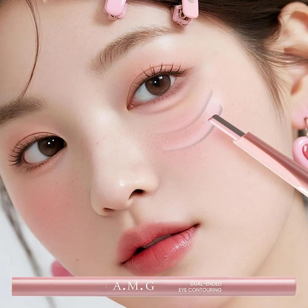 Double-headed Silkworm Eyeliner Pen Creamy Smooth Blendable Lying Silkworm Pencil Under Eye Highlight Contouring Pen With Brush — image 3