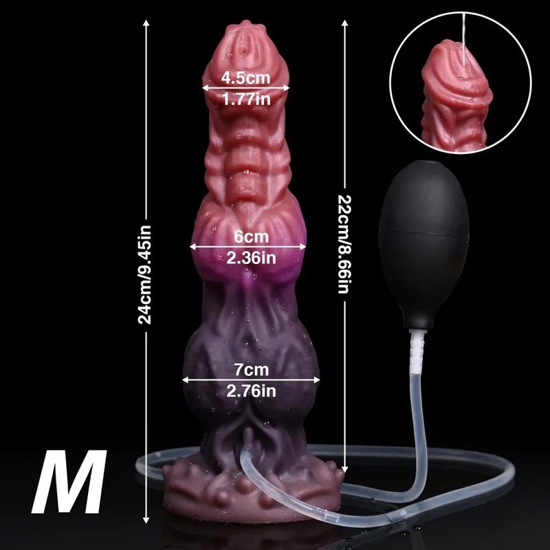 Ejaculation Anal Plug Dog Wolf Dildo Inflatable Big Knot Monster Dildos Penis Squirting Strong Sucker Dick Sex Toy for Women Men