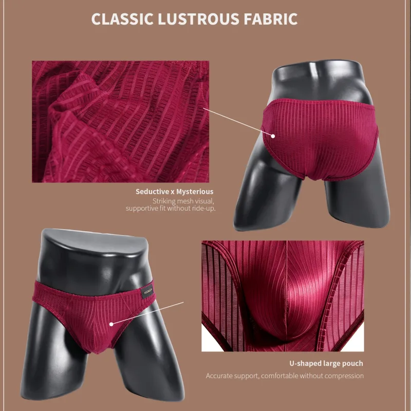 Men's Underwear Ribbed Texture Mens Brief Nylon Elastane Underpants Lightweight Thin Comfortable Male Triangle Underwear M‑XXL — image 23