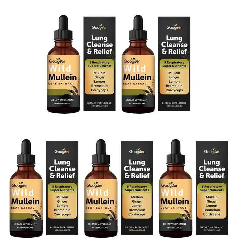 Googeer Wild Mullein Leaf Extract Liquid Respiratory Support Ginger Lemon Peel Extract Bromelain and Cordyceps Extract 60 ML — image 12
