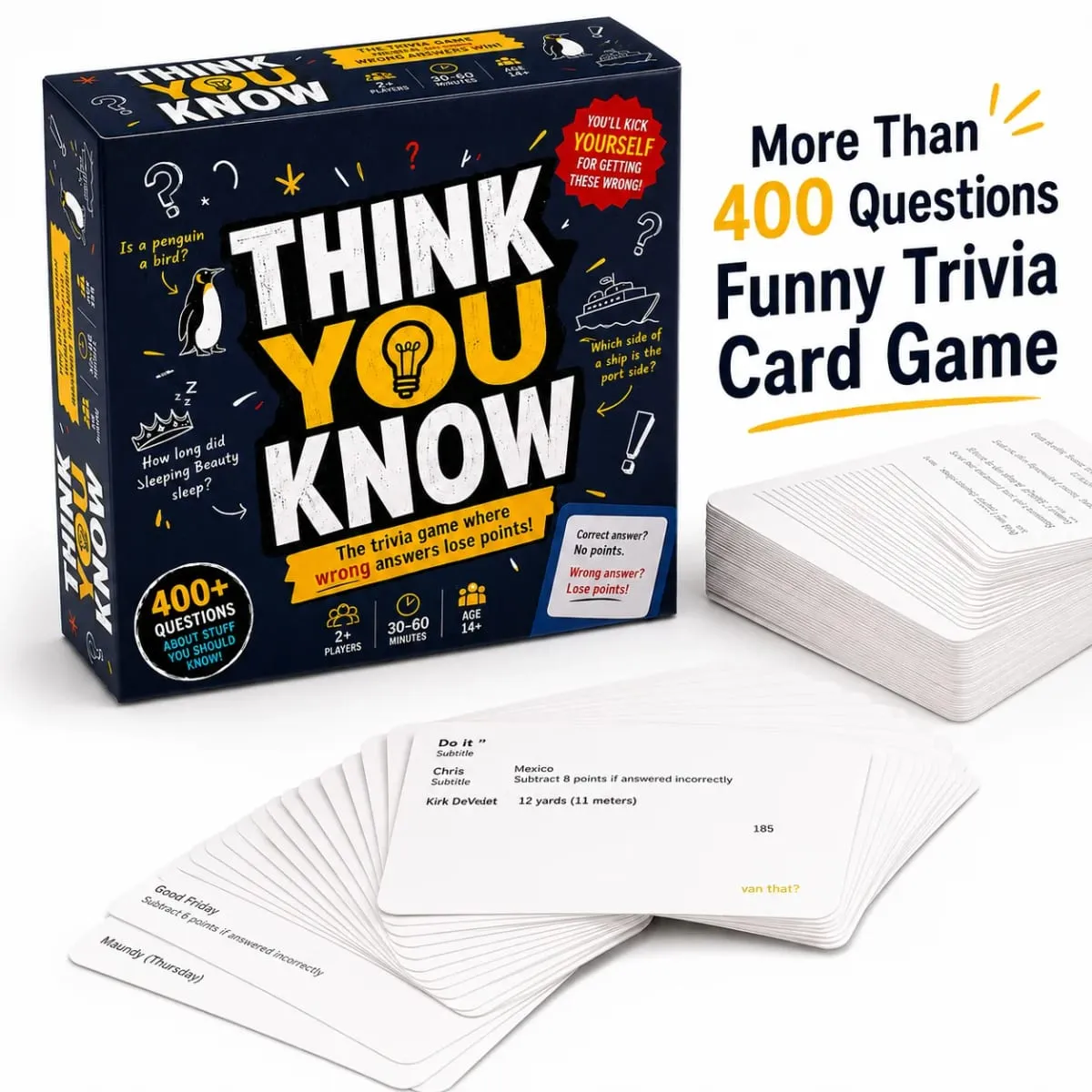 Funny Trivia Card Game Everyday Knowledge Challenge Brain Teaser Party Game Fast Thinking Question 400 Questions 110 Cards