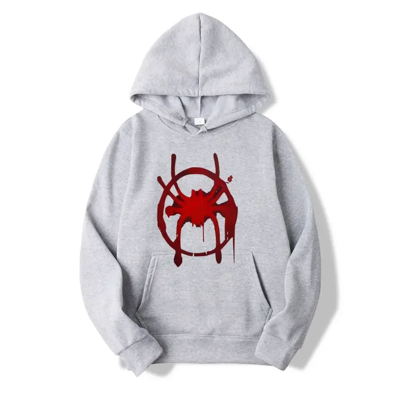 Roupas esportivas casuais masculinas e femininas. Novo moletom preto com capuz. Moletom masculino com estampa de símbolo de aranha Miles Morales. — image 7