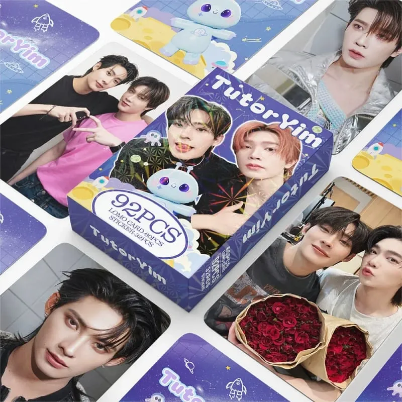 92Pcs TutorYim Thai BL Star Lomo Cards Set 60Pcs Photo Cards + 32P Decorative Stickers Idol Portrait Photocard For Drama Fans