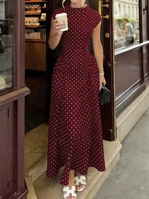 Women New Long Dresses Summer Elegant Upgraded Version Casual Polka Dots Party Dress Graceful Holiday Casual Slim Female Dresses — image 8