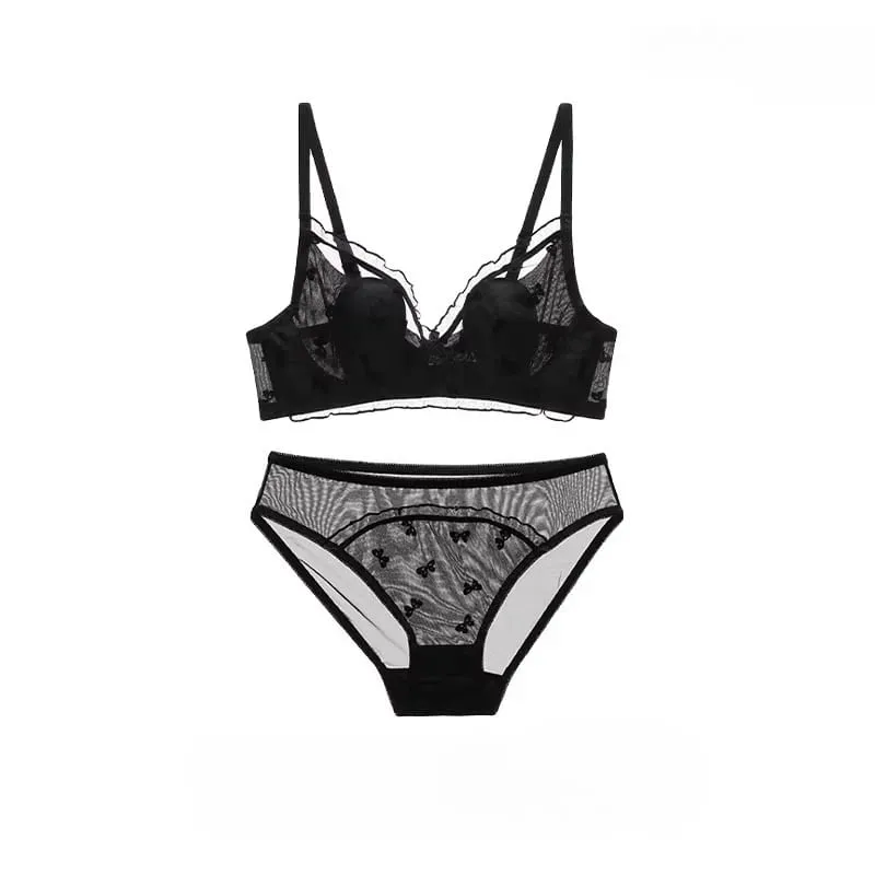 Cute Japanese Style Bunny Ears Bra Set Ultra-Thin Small Bust Enhancer Support Large Bust Anti-Sagging Comfort Lingerie For Women — image 6
