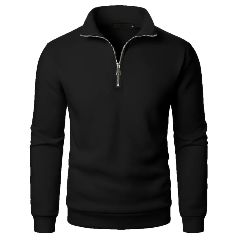 Men's Zip Turn Down Collar Sweatshirts Spring Male Solid Color Loose Pullover Coats BSD-ZW160 — image 1