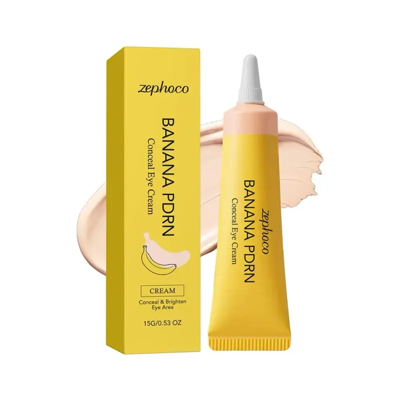Zephoco Banana PDRN Concealer Eye Cream Brighten Sooth Repair Lightweight Eye Moisturizing Concealer Non Sticky Under Eye Cream