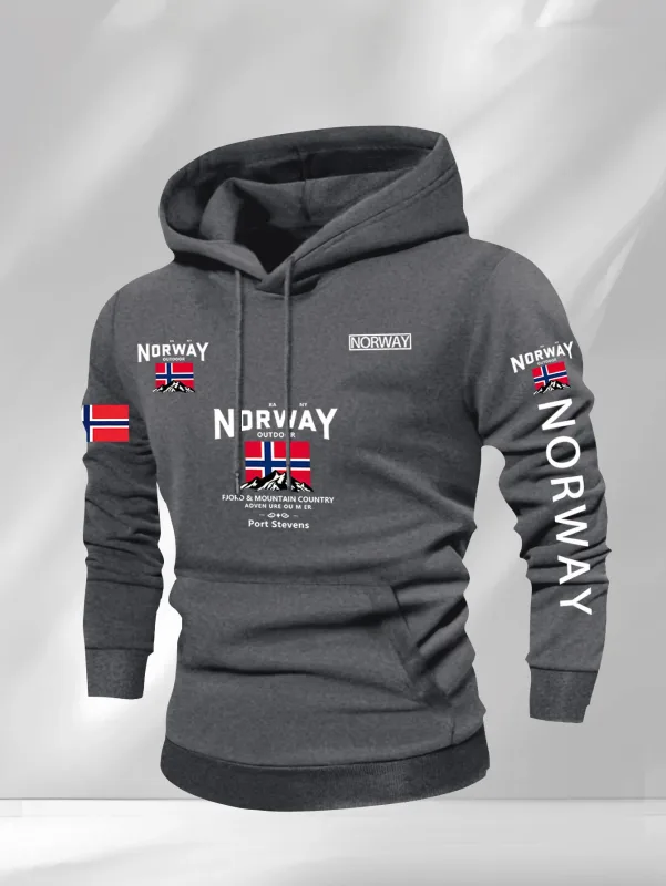 Norwegian Print Fashion Men Women Hooded Sweatshirt Autumn Winter Daily Outdoor Vacation Fitness Casual Loose Warm Sportswear — image 5