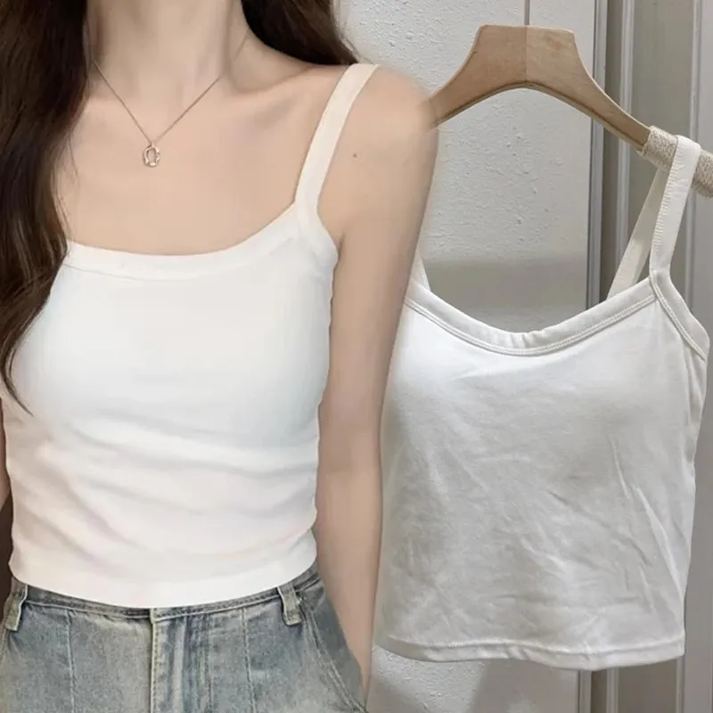 Sleeveless Women Tank Tops with Breast Pads Summer Sexy Slim Crop Top Basic T-shirt Vest Lingerie Bras Tube Tops Hot Underwear — image 3