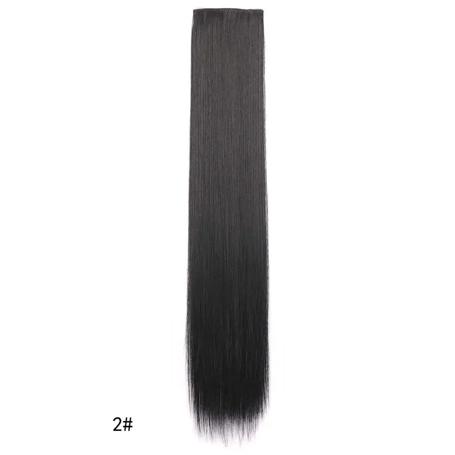 Clip in Hair Extension for Women - 3 Pcs Thick Double Weft Long Straight Soft Synthetic Blends Well Hair Extension 20inch Dark B